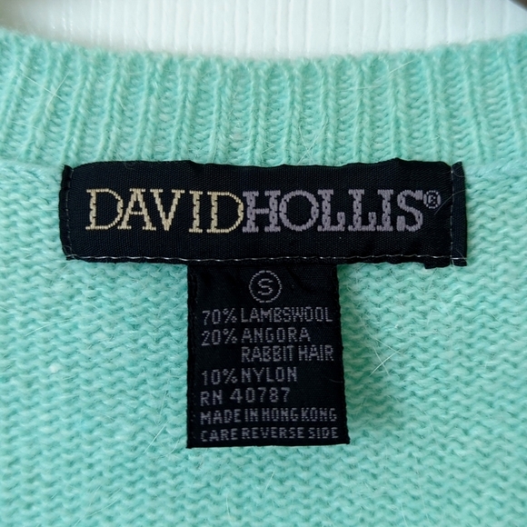 David Hollis 90's Vintage Lambswool & Angora Blend Buttoned Hem Sweater Vest S - Picture 4 of 8